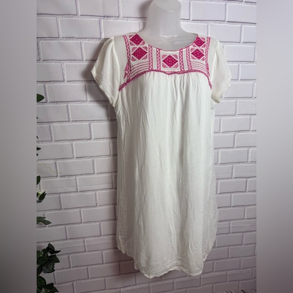 WEST 36 White mini Dress with Pink Embroidery/size M - Picture 3 of 9